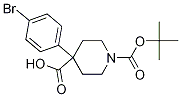 4-(4-bromophenyl)-1-(tert-butoxycarbonyl)piperidine-4-carboxylic acid Struktur