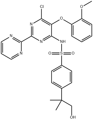 4-(2-ヒドロキシ-1,1-ジメチルエチル)-N-[6-クロロ-5-(2-メトキシフェノキシ)-(2,2'-ビピリミジン)-4-イル]ベンゼンスルホンアミド 化学構造式