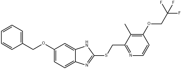 2-[[[3-Methyl-4-(2,2,2-trifluoroethoxy)-2-pyridyl]methyl]thio]-5-benzyloxy-1H-benzimidazole 化学構造式