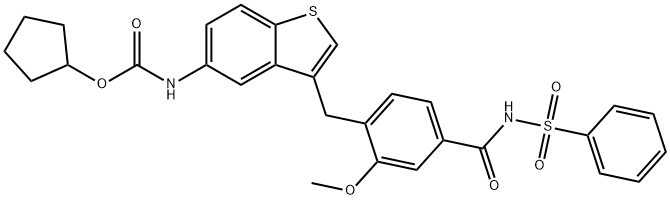 N-(4-((5-(((시클로펜틸옥시)카르보닐)아미노)벤조(b)티엔-3-일)메틸)-3-메톡시벤조일)벤젠술폰아미드