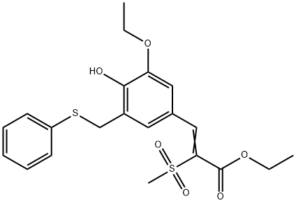 ethyl (Z)-3-[3-ethoxy-4-hydroxy-5-(phenylsulfanylmethyl)phenyl]-2-meth ylsulfonyl-prop-2-enoate Structure