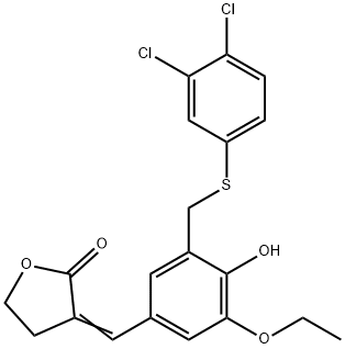 (3E)-3-[[3-[(3,4-dichlorophenyl)sulfanylmethyl]-5-ethoxy-4-hydroxy-phe nyl]methylidene]oxolan-2-one,107788-13-6,结构式