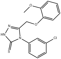 2,4-Dihydro-4-(3-chlorophenyl)-5-((2-methoxyphenoxy)methyl)-3H-1,2,4-t riazole-3-thione Struktur