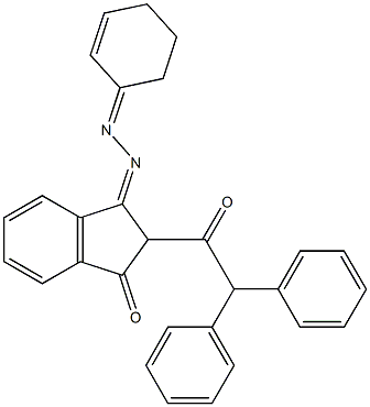 2-二苯基乙酰基-3-(环己基-腙基)茚满-1-酮,108041-11-8,结构式