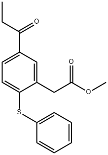 2-フェニルチオ-5-プロピオニルフェニル酢酸メチル 化学構造式