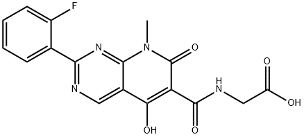 2-(2-(2-FLUOROPHENYL)-5-HYDROXY-8-METHYL-7-OXO-7,8-DIHYDROPYRIDO[2,3-D]PYRIMIDINE-7-CARBOXAMIDO)ACETIC ACID, 1080644-24-1, 结构式