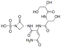 (E)-2-[N-[(2S)-2,3-Dihydroxy-1-oxopropyl]-D-serylamino]-N-[(3R)-2-oxo-1-sulfo-3-azetidinyl]-2-butenediamide Struktur