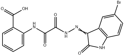 2-[[[(5-bromo-2-oxo-indol-3-yl)amino]carbamoylformyl]amino]benzoic acid Structure