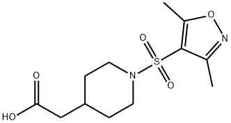 {1-[(3,5-dimethylisoxazol-4-yl)sulfonyl]piperidin-4-yl}acetic acid Struktur