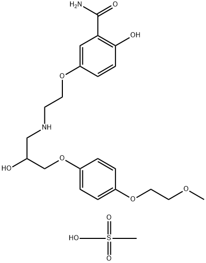2-Hydroxy-5-[2-[[2-hydroxy-3-[4-(2-methoxyethoxy)phenoxy]propyl]amino]ethoxy]benzamide Struktur