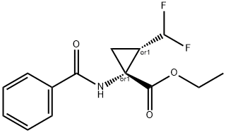 (1S,2R)-Ethyl 1-benzaMido-2-(difluoroMethyl)cyclopropanecarboxylate 化学構造式