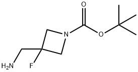 1-Azetidinecarboxylic acid, 3-(aminomethyl)-3-fluoro-, 1,1-dimethylethyl ester Struktur