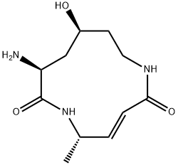 (3E,5S,8S,10S)-8-Amino-10-hydroxy-5-methyl-1,6-diazacyclododeca-3-ene-2,7-dione 结构式