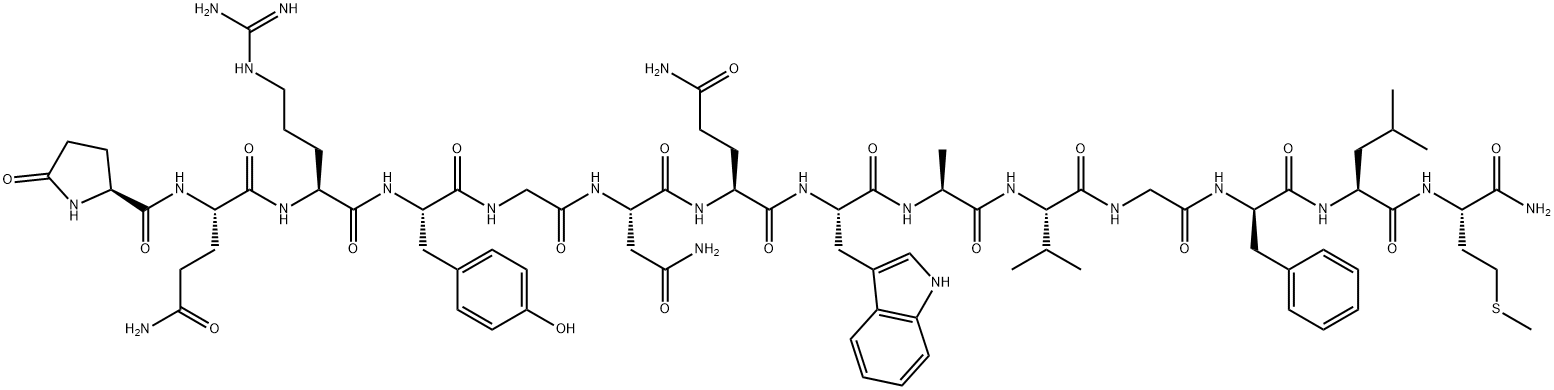 PYR-GLN-ARG-TYR-GLY-ASN-GLN-TRP-ALA-VAL-GLY-D-PHE-LEU-MET-NH2 化学構造式