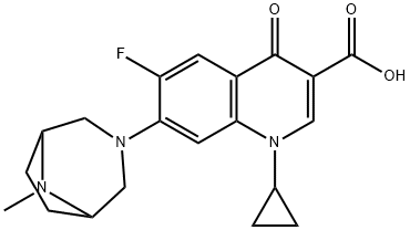 1-シクロプロピル-6-フルオロ-1,4-ジヒドロ-7-(8-メチル-3,8-ジアザビシクロ[3.2.1]オクタン-3-イル)-4-オキソ-3-キノリンカルボン酸 化学構造式