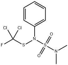 N-(ジクロロフルオロメチルチオ)-N-(ジメチルアミノスルホニル)アニリン 化学構造式