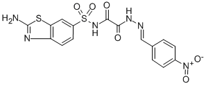 Acetic acid, (((2-amino-6-benzothiazolyl)sulfonyl)amino)oxo-, ((4-nitr ophenyl)methylene)hydrazide Structure