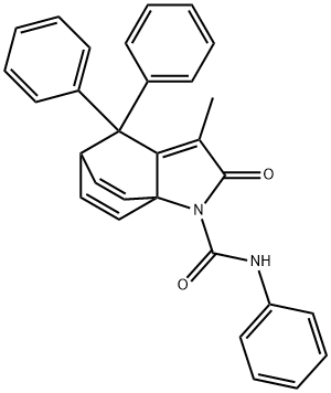 4-Methyl-6,6-diphenyl-2-(N-phenylcarbamoyl)-2-azatricyclo[5.2.2.0(1,5) ]undeca-4,8,10-trien-3-one 化学構造式