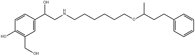 (4-{1 - 羟基-2 - [6 - (4 - 苯基 - 丁-2 - 基氧基)己基氨基]乙基} -2 - (羟甲基)苯酚),108928-81-0,结构式