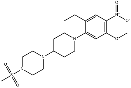 1-(1-(2-ethyl-5-Methoxy-4-nitrophenyl)piperidin-4-yl)-4-(Methylsulfonyl)piperazine Struktur