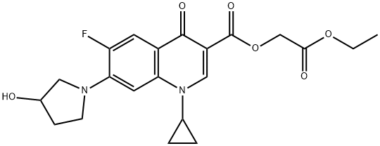 3-Quinolinecarboxylic acid, 1-cyclopropyl-6-fluoro-1,4-dihydro-7-(3-hydroxy-1-pyrrolidinyl)-4-oxo-, 2-ethoxy-2-oxoethyl ester,1089339-66-1,结构式