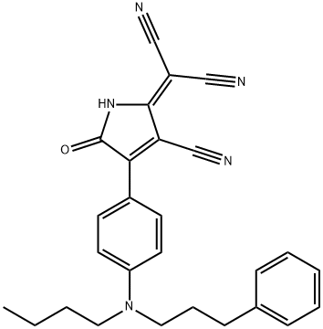 2-[4-[4-[N-Butyl-N-(3-phenylpropyl)amino]phenyl]-3-cyano-1,5-dihydro-5-oxo-2H-pyrrol-2-ylidene]malononitrile Struktur