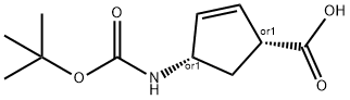 (1R,4S)-N-叔丁氧羰基-1-氨基环戊-2-烯-4-甲酸,108999-93-5,结构式