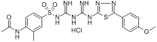 Acetamide, N-(4-(((imino((imino((5-(4-methoxyphenyl)-1,3,4-thiadiazol- 2-yl)amino)methyl)amino)methyl)amino)sulfonyl)-2-methylphenyl)-, monoh ydrochloride Struktur