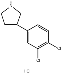 3-(3,4-ジクロロフェニル)ピロリジン塩酸塩 化学構造式