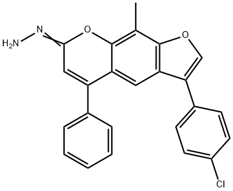 3-(4-chlorophenyl)-9-methyl-5-phenyl-7H-furo[3,2-g]chromen-7-one hydrazone Struktur
