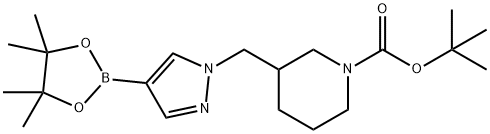 3-[4-(4,4,5,5-Tetramethyl-[1,3,2]dioxaborolan-2-yl)-pyrazol-1-ylmethyl]-piperidine-1-carboxylic acid tert-butyl ester, 1092563-71-7, 结构式