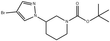 3-(4-溴-1H-吡唑-1-基)哌啶-1-羧酸叔丁酯,1092564-21-0,结构式