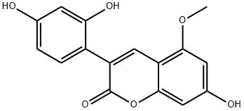 7,2,4-トリヒドロキシ-5-メトキシ-3-フェニルクマリン 化学構造式