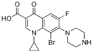 3-Quinolinecarboxylic acid, 8-broMo-1-cyclopropyl-6-fluoro-1,4-dihydro-4-oxo-7-(1-piperazinyl)- Structure