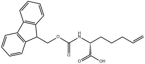 (R)-2-((((9H-フルオレン-9-イル)メトキシ)カルボニル)アミノ)ヘプト-6-エン酸 化学構造式