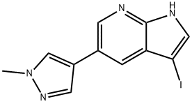 1H-Pyrrolo[2,3-b]pyridine, 3-iodo-5-(1-Methyl-1H-pyrazol-4-yl)- 化学構造式
