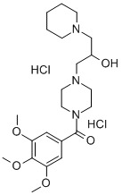 alpha-(1-Piperidinylmethyl)-4-(3,4,5-trimethoxybenzoyl)-1-piperazineet hanol dihydrochloride 化学構造式