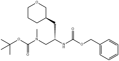 CarbaMic acid, N-Methyl-N-[(2S)-2-[[(phenylMethoxy)carbonyl]aMino]-3-[(3R)-tetrahydro-2H-pyran-3-yl]propyl]-, 1,1-diMethylethyl ester 结构式