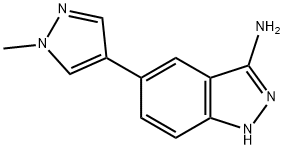 3-氨基-5-(1-甲基-4-吡唑基)吲唑 结构式