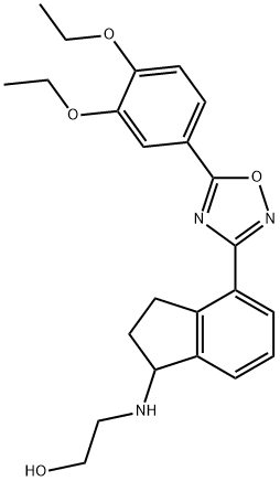 2-(4-(5-(3,4-Diethoxyphenyl)-1,2,4-oxadiazol-3-yl)-2,3-dihydro-1H-inden-1-ylamino)ethanolhydrochloride