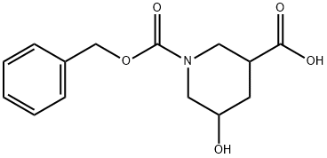 1-CBZ-5-ヒドロキシピペリジン-3-カルボン酸 化学構造式