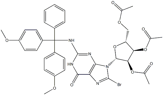N-(4,4'-DiMethoxytrityl)-8-broMoguanosine 2',3',5'-Triacetate Structure