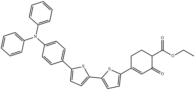 Ethyl 4-(5'-(4-(diphenylaMino)phenyl)-[2,2'-bithiophen]-5-yl)-2-oxocyclohex-3-enecarboxylate Struktur