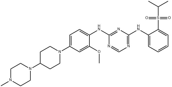 N2-[2-Methoxy-4-[4-(4-methyl-1-piperazinyl)-1-piperidinyl]phenyl]-N4-[2-[(1-methylethyl)sulfonyl]phenyl]-1,3,5-triazine-2,4-diamine Structure