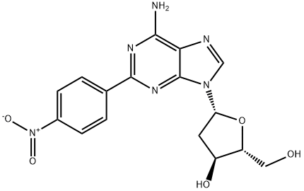 (2R,5R)-5-(6-aminopurin-9-yl)-2-(hydroxymethyl)-4-(4-nitrophenyl)oxola n-3-ol 化学構造式