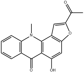 2-Acetyl-5-hydroxy-11-methylfuro[2,3-c]acridin-6(11H)-one Struktur