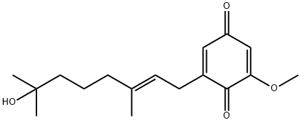 2-[(E)-7-ヒドロキシ-3,7-ジメチル-2-オクテニル]-6-メトキシ-2,5-シクロヘキサジエン-1,4-ジオン 化学構造式