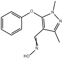 Pyrazole-1,3-dimethyl-5-phenoxy-4-carboxaldehyde oxime 化学構造式