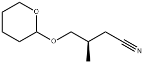 (3R)-3-METHYL-4-[(TETRAHYDRO-2H-PYRAN-2-YL)OXY]-BUTANENITRILE 化学構造式