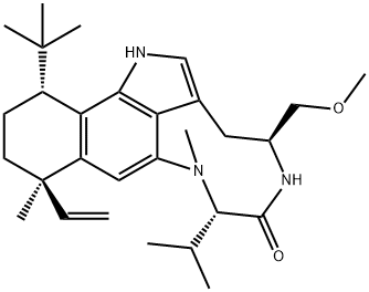 110187-21-8 (4S,7S,10R,13R)-10-Ethenyl-1,3,4,5,7,8,10,11,12,13-decahydro-4-(methoxymethyl)-8,10-dimethyl-7-(1-methylethyl)-13-(tert-butyl)-6H-benzo[g][1,4]diazonino[7,6,5-cd]indol-6-one